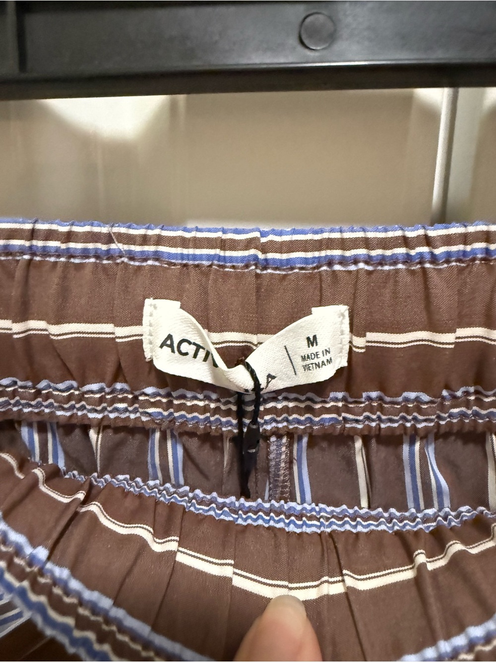 NWT Active USA Brown and Blue wide leg cotton striped pants sz M - Picture 6 of 8